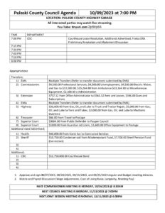 Agenda for the 9-October-2023 Council meeting