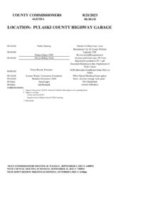 Agenda for the 21-August-2023 Board of Commissioners meeting