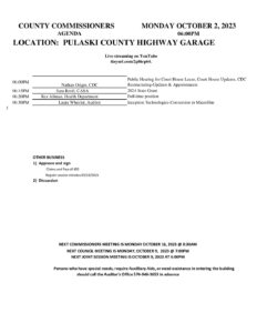 Agenda for the 2-October-2023 Board of Commissioners meeting