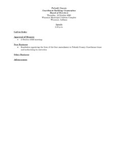 Agenda for the 12-October-2023 Building Corp. Board meeting