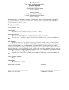 Minutes of the 12-October-2023 Building Corp. Board meeting