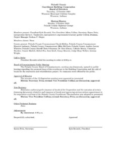 Minutes of the 2-October-2023 Building Corp. Board meeting