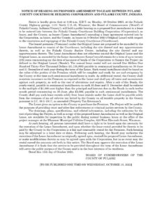 Notice of Board of Commissioners public hearing regarding a proposed first amendment to the lease