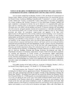 Notice of Board of Commissioners public hearing regarding the proposed lease with the Building Corp.