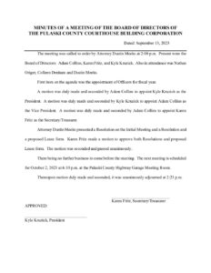 Minutes of the 13-September-2023 Building Corp. Board meeting