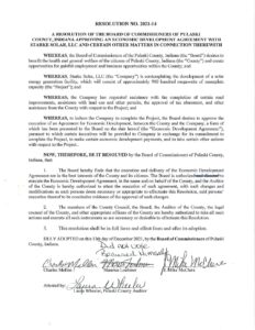 Pulaski County Board of Commissioners Resolution #2021-14